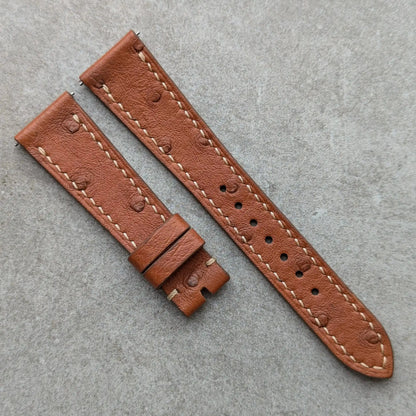 Ostrich Belly Watch Strap - Tan Brown