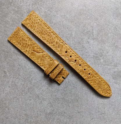 Ostrich Shin, Flat Watch Strap - Tan