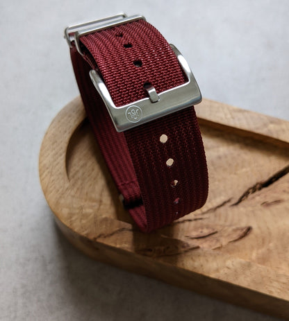 Premium Ribbed Fabric Watch Strap - Oxblood