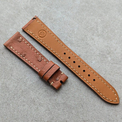 Ostrich Belly Watch Strap - Tan Brown