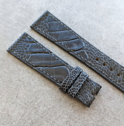 Ostrich Shin Watch Strap - Graphite Grey