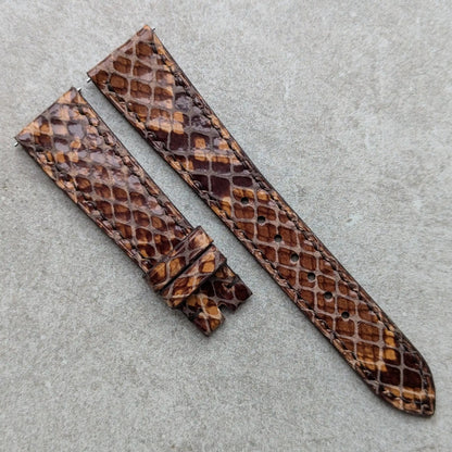 Embossed Python Watch Strap - Tobacco