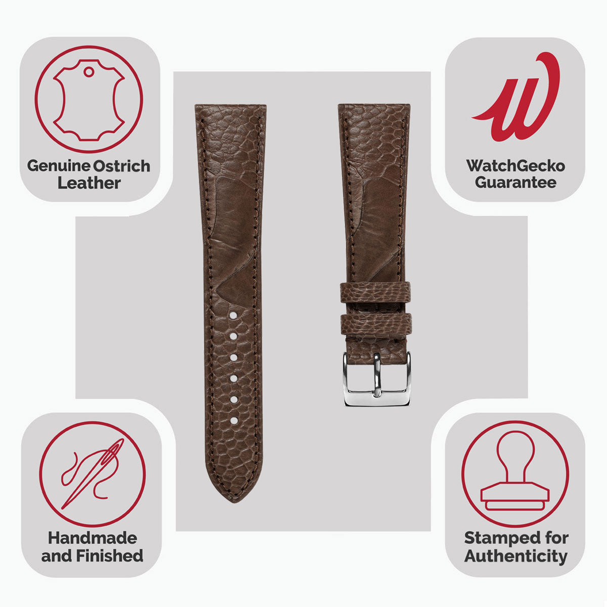 Ostrich Leg Leather Watch Strap - Earth