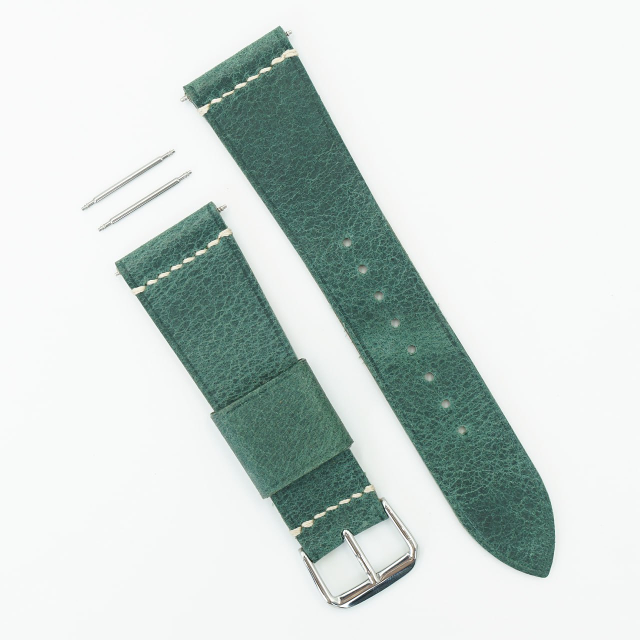 Waxed Leather Watch Strap - Moss Green