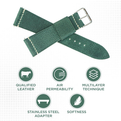 Waxed Leather Watch Strap - Moss Green