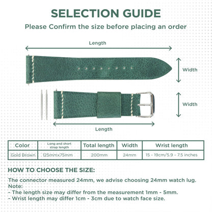 Waxed Leather Watch Strap - Moss Green