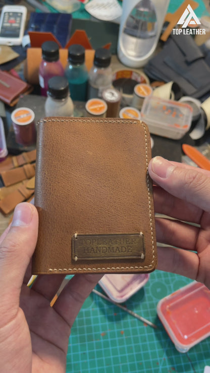 Bifold Wax Leather Wallet Handmade Craft stitching