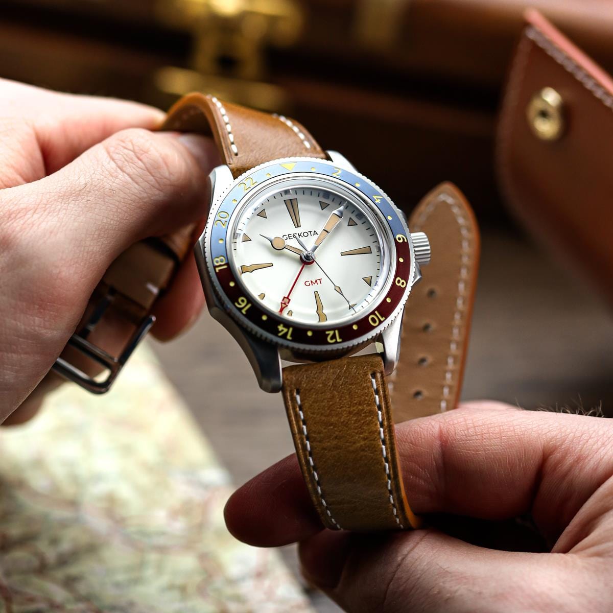 Brixham Special Buckle Classic Leather Watch Strap - Vintage Blue