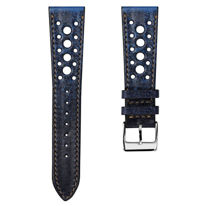 Radstock Racing Style Genuine Leather Watch Strap - Vintage Blue