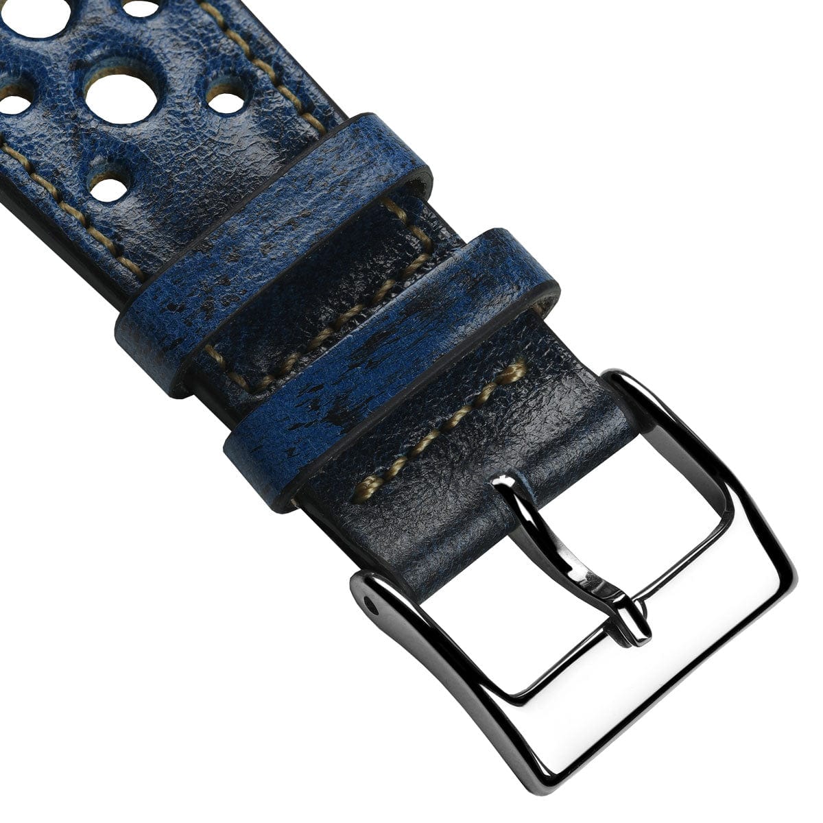 Radstock Racing Style Genuine Leather Watch Strap - Vintage Blue