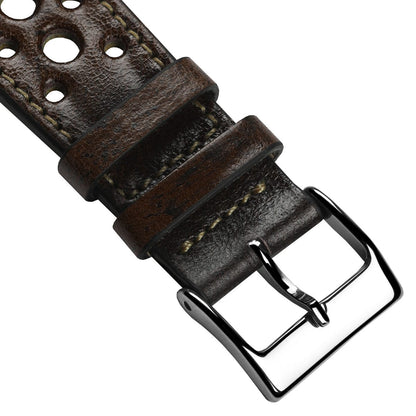 Radstock Racing Style Genuine Leather Watch Strap - Vintage Dark Brown