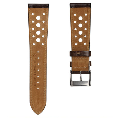 Radstock Racing Style Genuine Leather Watch Strap - Vintage Dark Brown