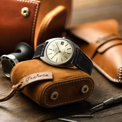 Radstock Vintage Genuine Leather Watch Strap - Vintage Black