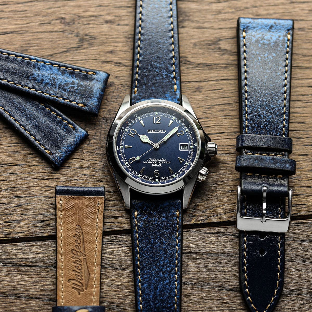 Radstock Vintage Genuine Leather Watch Strap - Vintage Blue