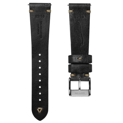 Simple Handmade Italian Leather Watch Strap - Black