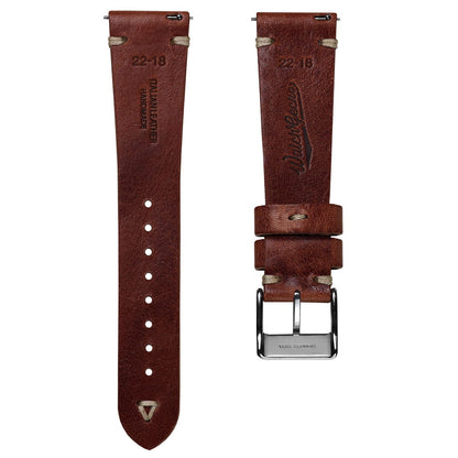 Simple Handmade Italian Leather Watch Strap - Reddish Brown