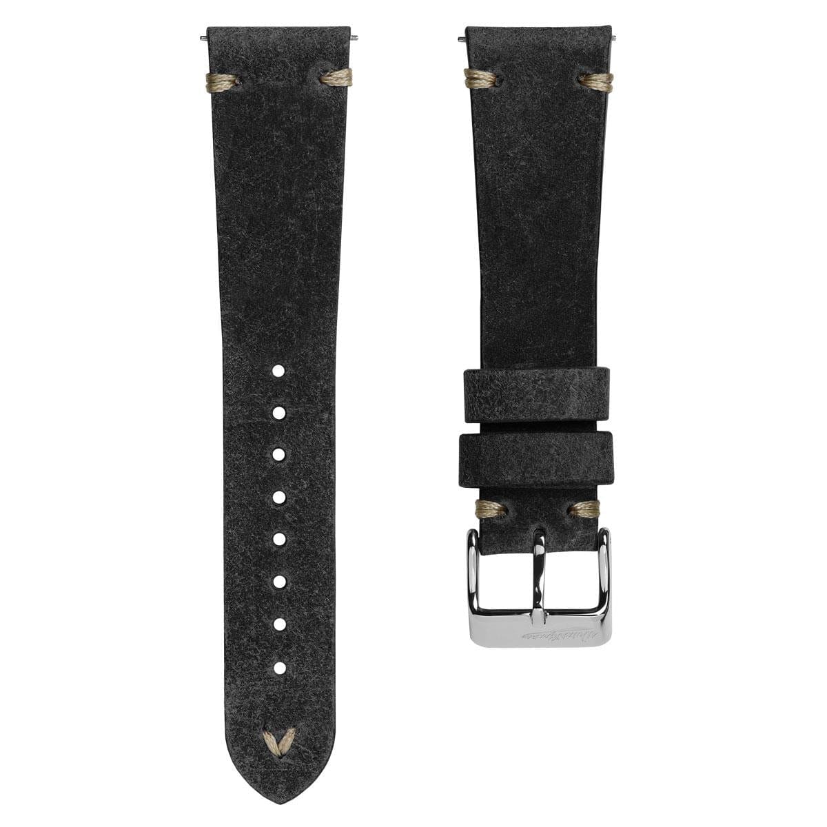 Simple Handmade Distressed Leather Watch Strap - Charcoal