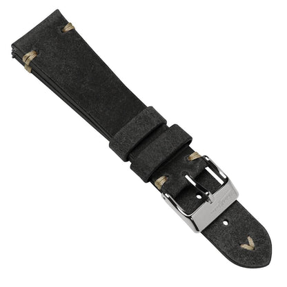 Simple Handmade Distressed Leather Watch Strap - Charcoal