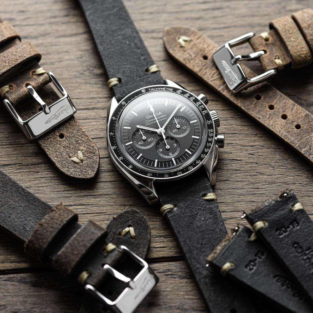 Simple Handmade Distressed Leather Watch Strap - Light Brown