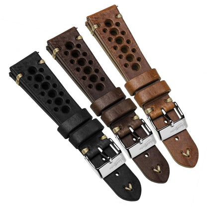 Simple Handmade Italian Leather Perforated Watch Strap - Chocolate Brown