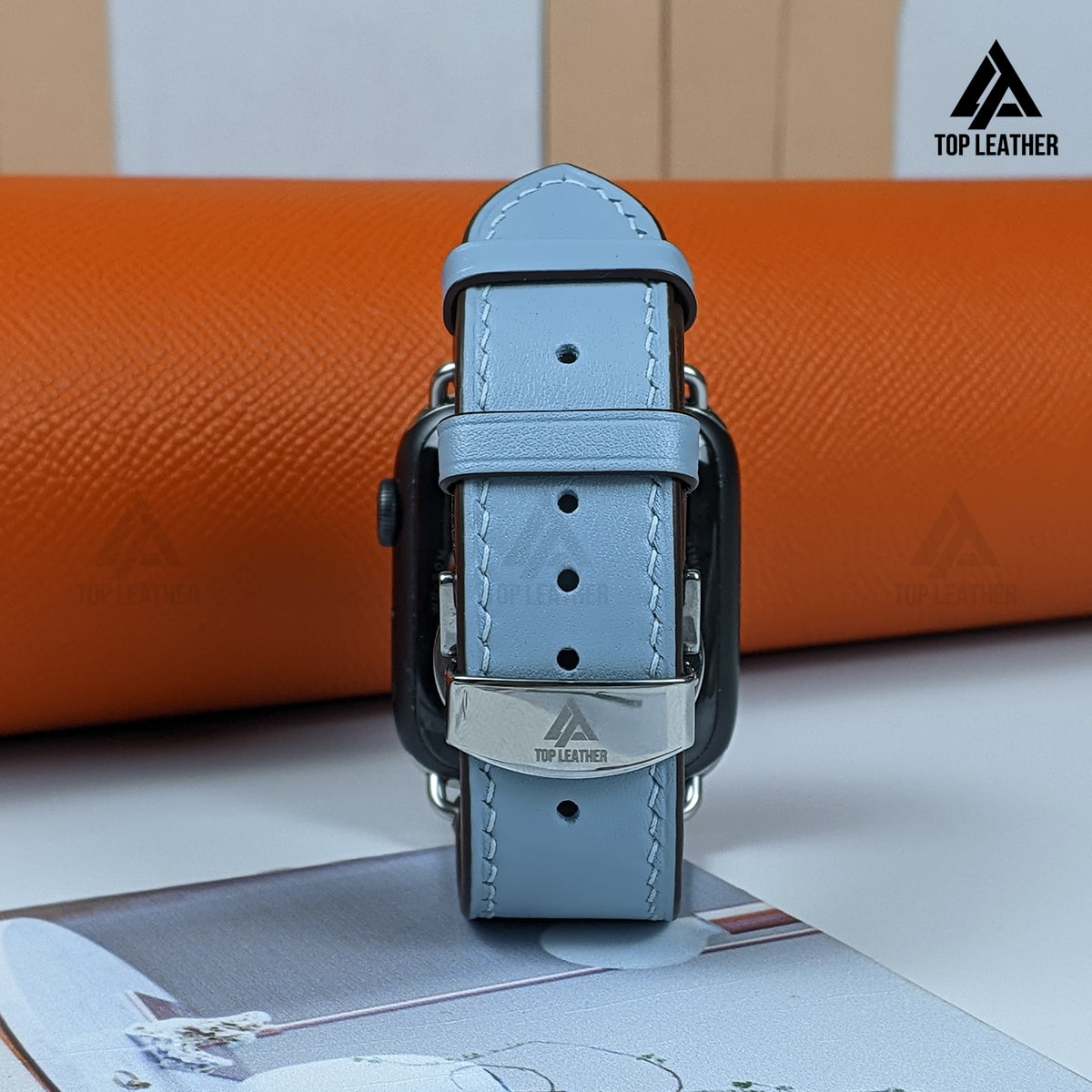 Watch Strap Swift Leather for Apple Watch, Mechanical Watch - Sky Blue SW2211