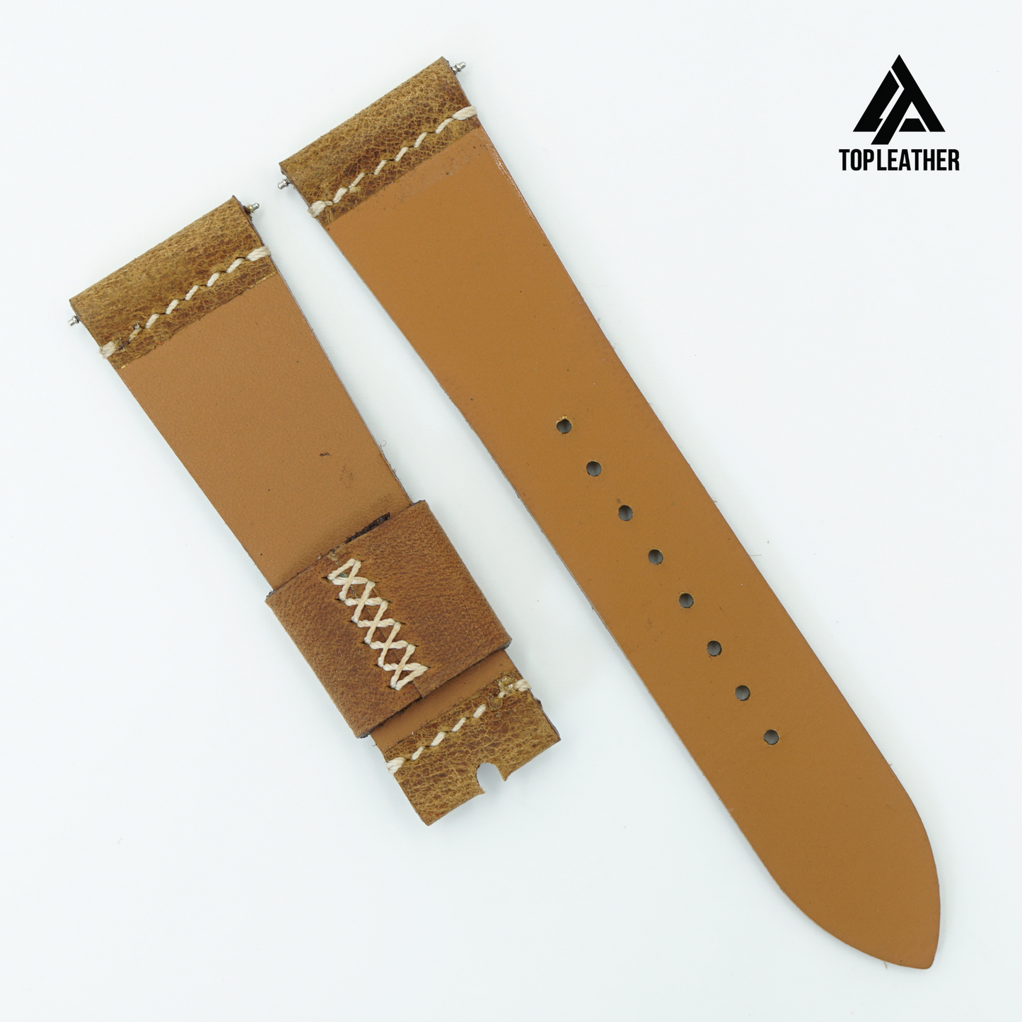 Topleather Waxed Leather Watch Strap - Coffee Brown